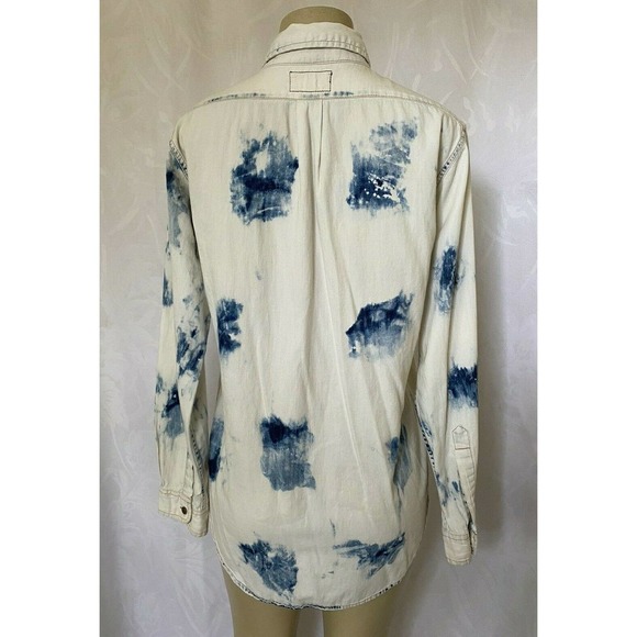 Current Elliot Tie Dye The Prep School Shirt Cotton Long Sleeve Blue Whi… - Picture 5 of 6